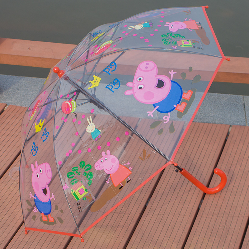 Peppa  ȭ  ʵ л  /Peppa Pig Cartoon Children Umbrella Primary School Students Transparent Umbrella